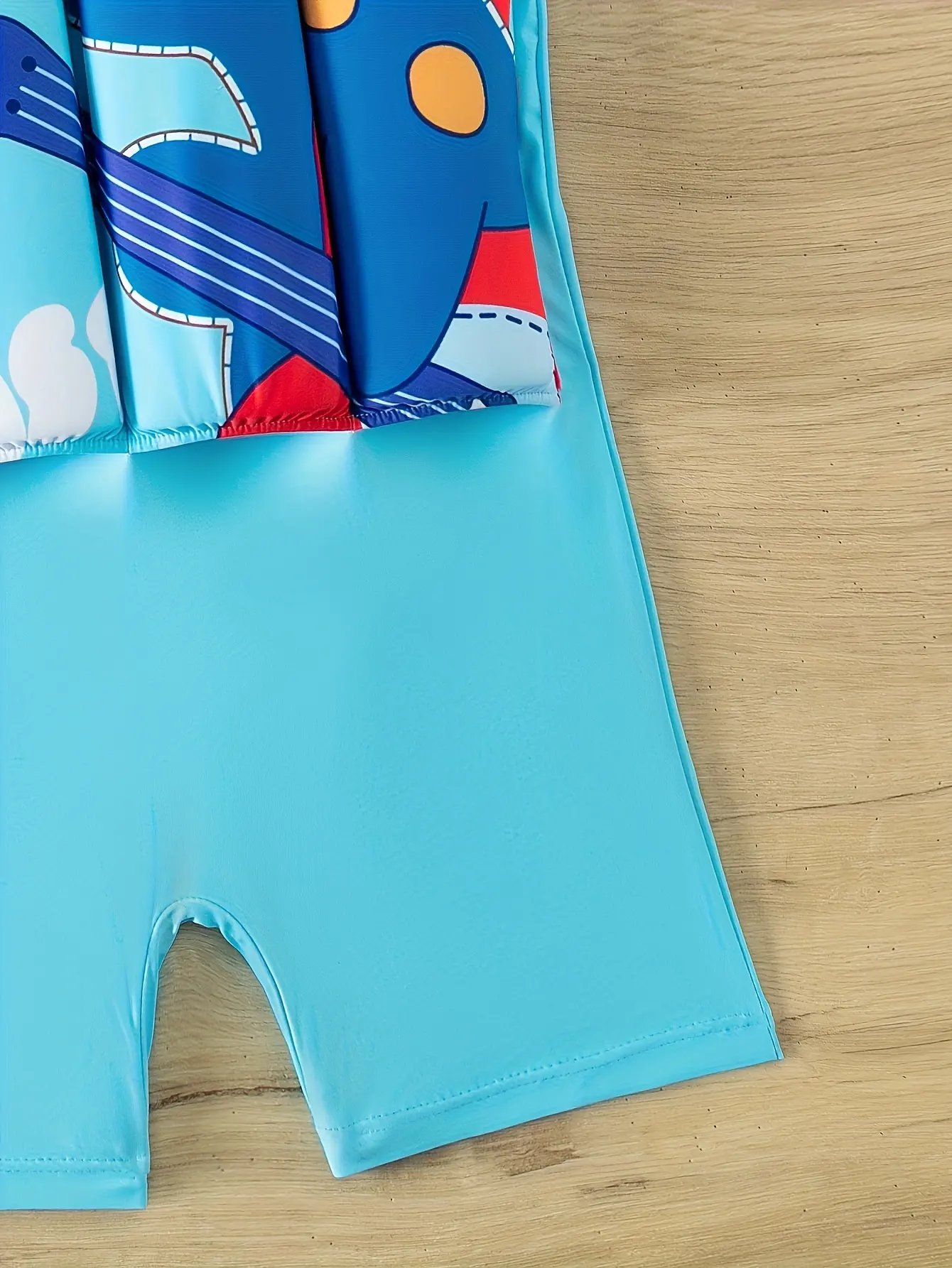 Boys' Short Sleeved Buoyancy Swimsuit One-piece Swimsuit with Detachable Buoyancy bar and Back Zipper Swimsuit
