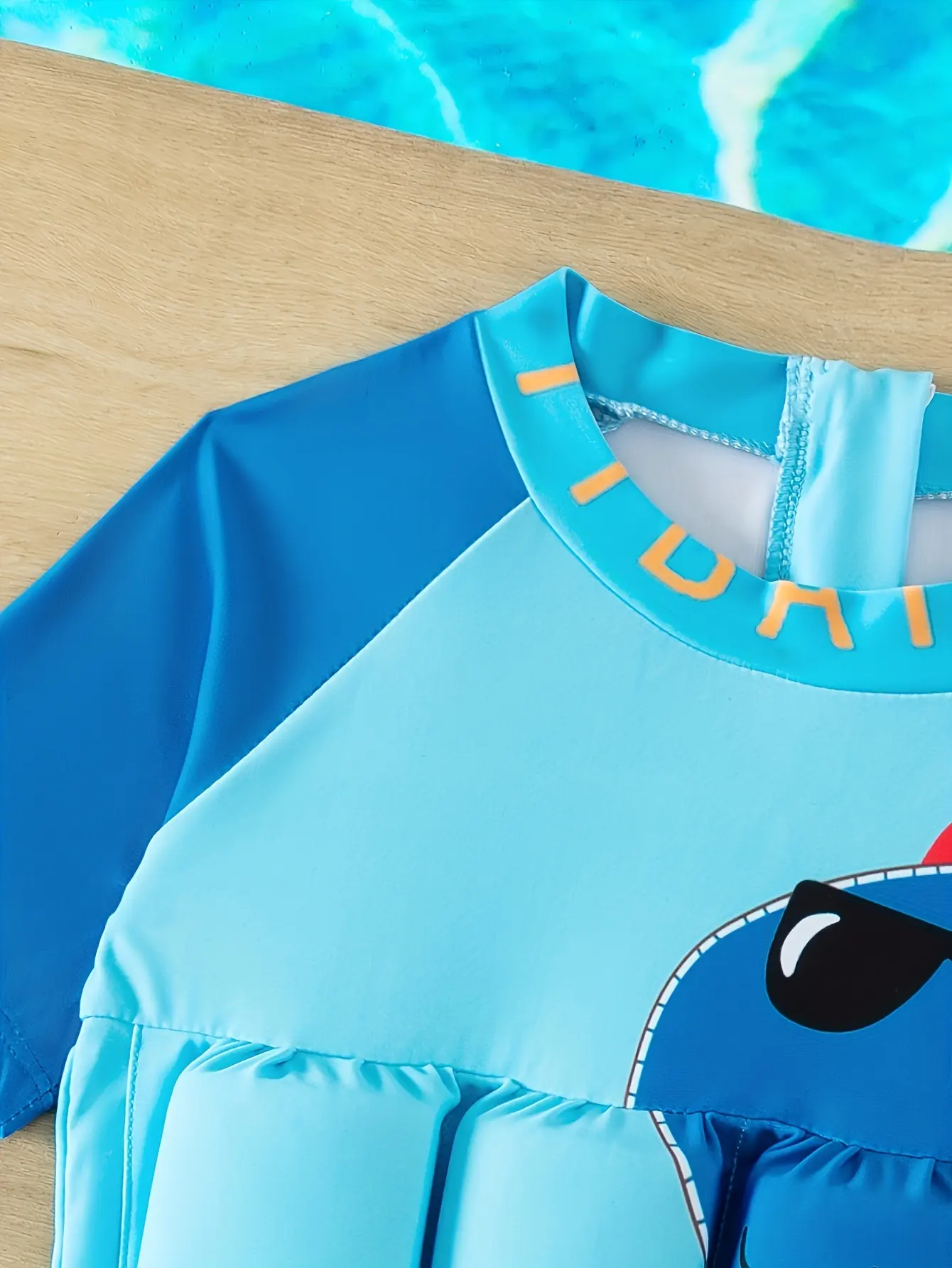 Boys' Short Sleeved Buoyancy Swimsuit One-piece Swimsuit with Detachable Buoyancy bar and Back Zipper Swimsuit