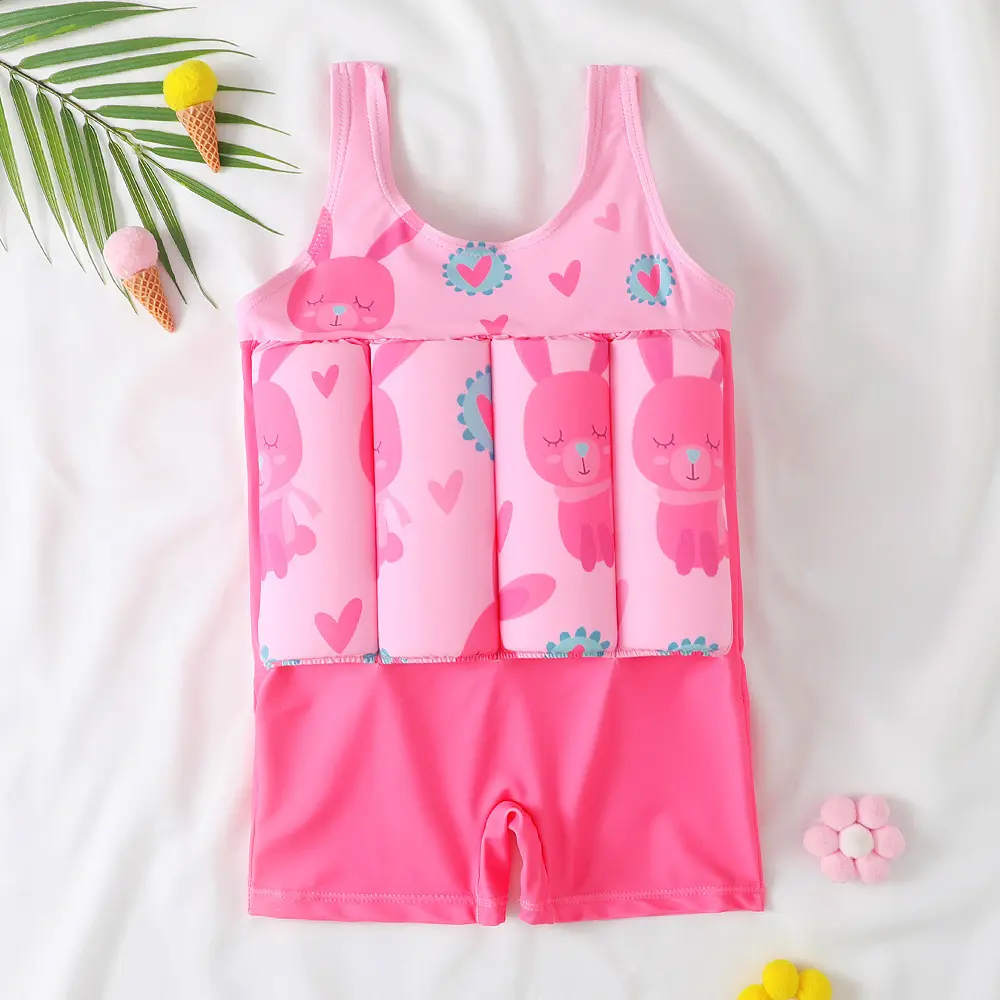 Girls Children's Infant Toddler Buoyancy Swimsuit 2 Piece Set Chiffon Material Wholesale