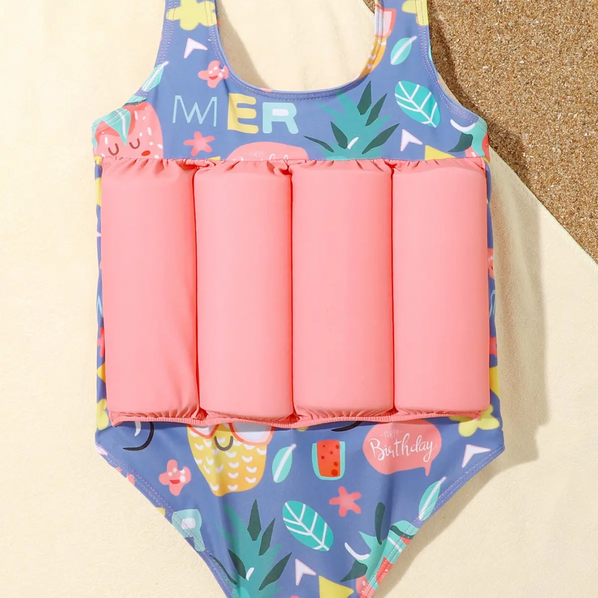 Girls 2 Piece Set Chiffon Cut-out Buoyancy Swimsuit for Infant Toddler Swimming Baby Swimwear Dropshipping Children's Style