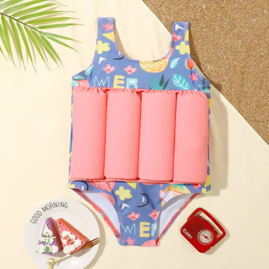 Girls 2 Piece Set Chiffon Cut-out Buoyancy Swimsuit for Infant Toddler Swimming Baby Swimwear Dropshipping Children's Style