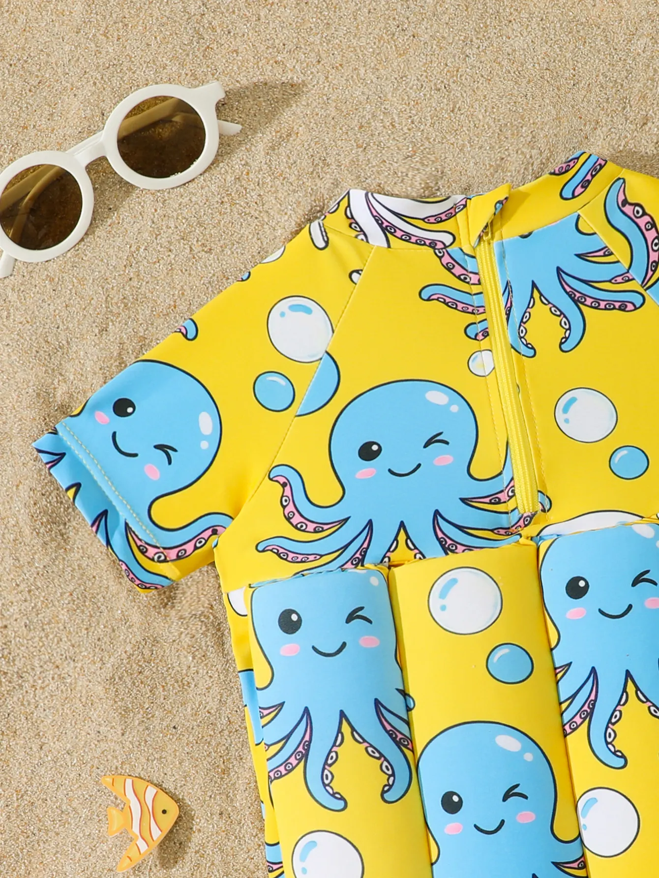Children Removable Float Panels Swimsuit Sun Protection One Piece Swimwear for Toddler Learn Swimming
