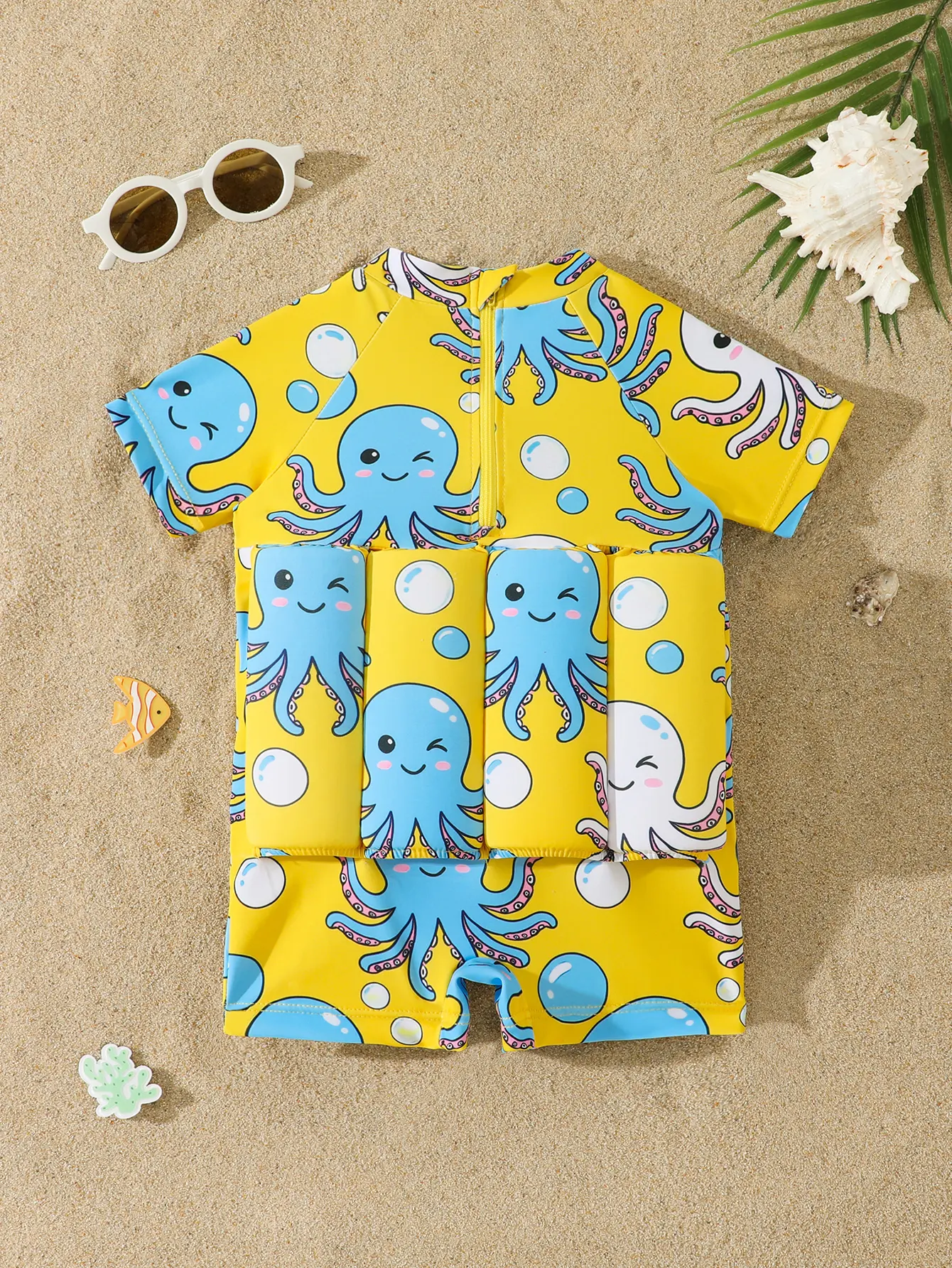 Children Removable Float Panels Swimsuit Sun Protection One Piece Swimwear for Toddler Learn Swimming