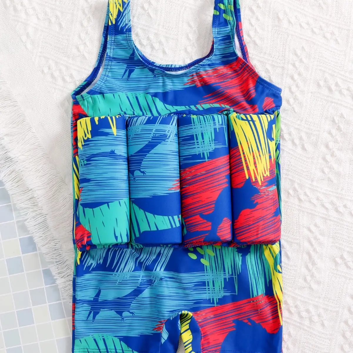 New Cross-Border Children's Buoyancy Swimsuit Boys One-Piece Toddler Cute Swimming Gear