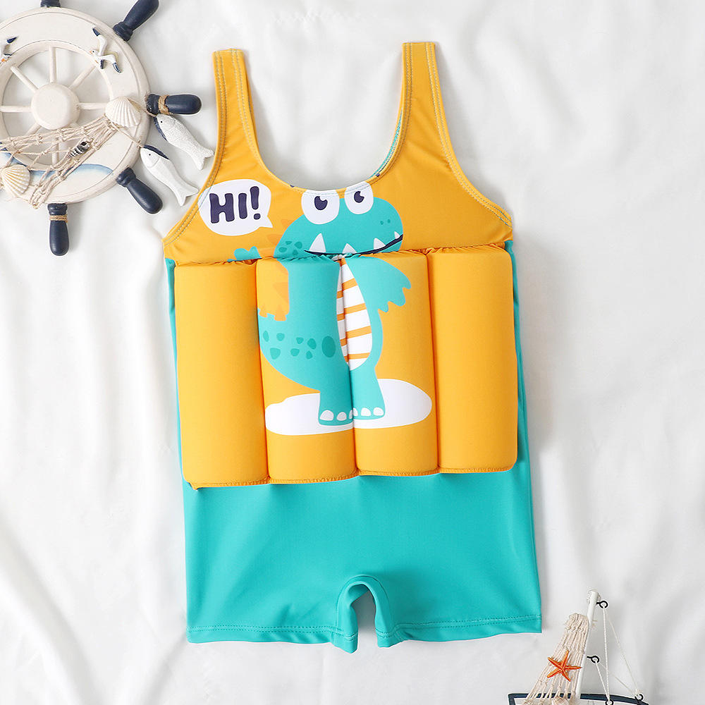 Kids Dinosaur Float Swimwear Suit | Cartoon Printed Baby Swimming Costume with Built-in Floats | Toddler Pool & Beach Wear