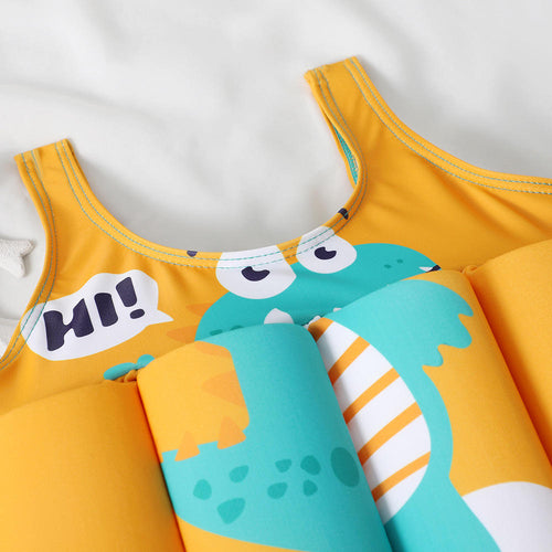 Kids Dinosaur Float Swimwear Suit | Cartoon Printed Baby Swimming Costume with Built-in Floats | Toddler Pool & Beach Wear