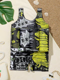 Kids Dinosaur Print Float Swimwear Suit | Built-in Float Swimming Costume for Toddlers | Cartoon Pool & Beach Wear
