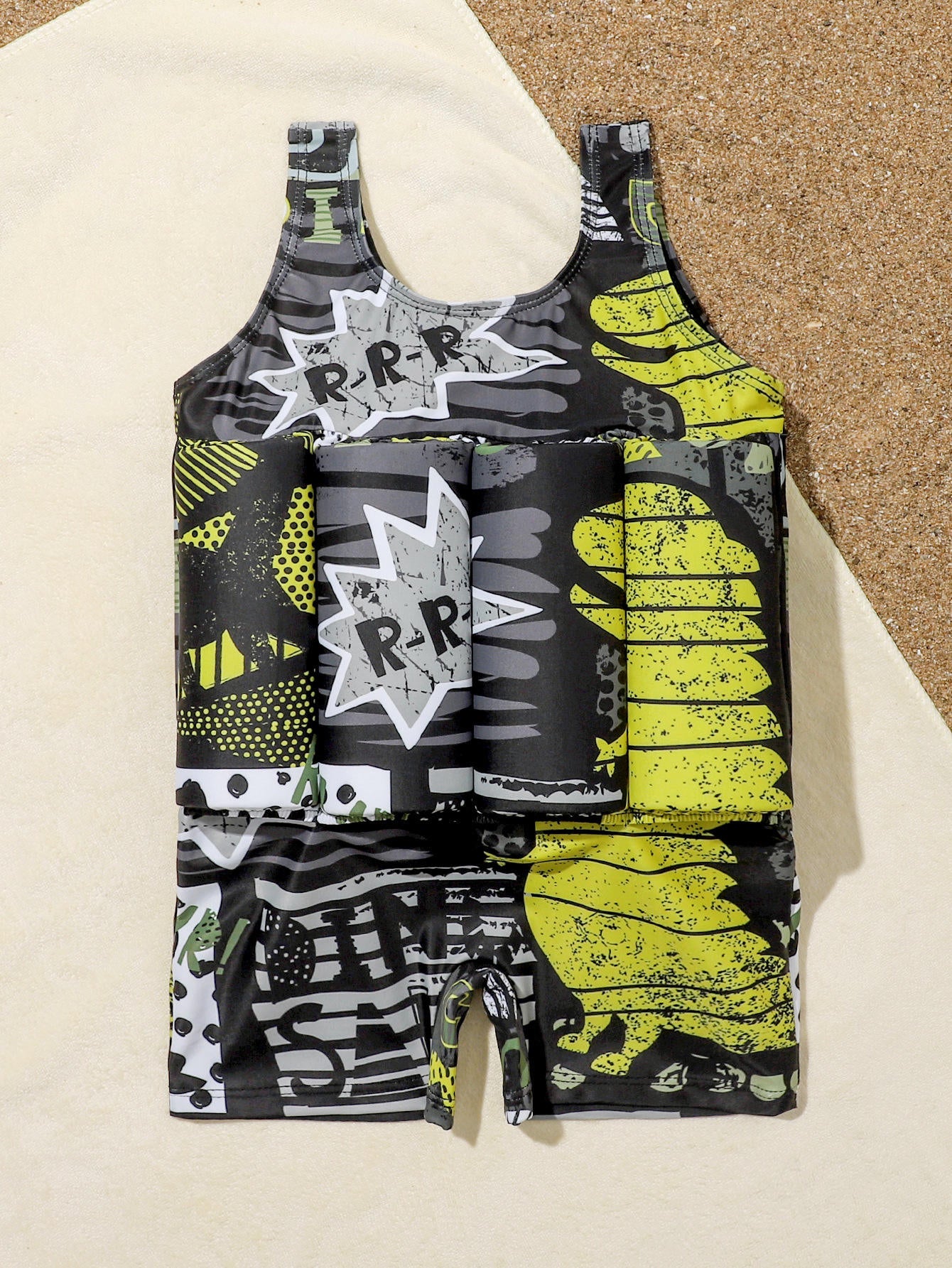 Kids Dinosaur Print Float Swimwear Suit | Built-in Float Swimming Costume for Toddlers | Cartoon Pool & Beach Wear