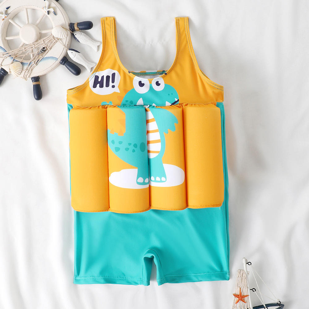 Kids Dinosaur Float Swimwear Suit | Cartoon Printed Baby Swimming Costume with Built-in Floats | Toddler Pool & Beach Wear