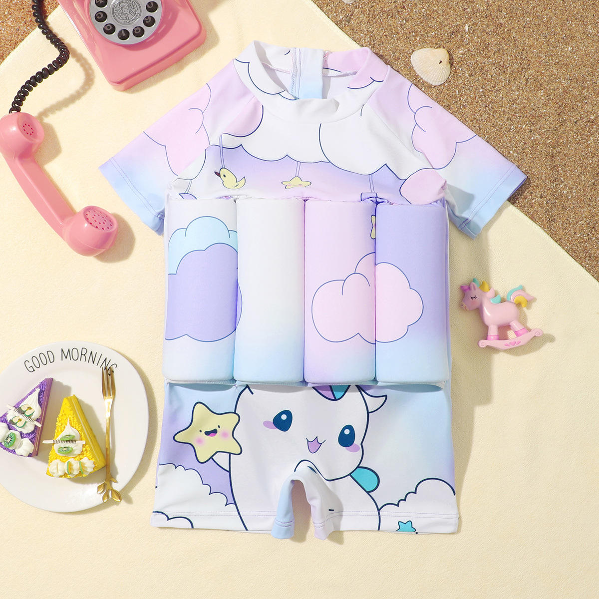 Baby Unicorn Float Swimwear Suit for Kids | Cartoon Printed Swimming Costume with Built-in Floats | Toddler Pool & Beach Wear