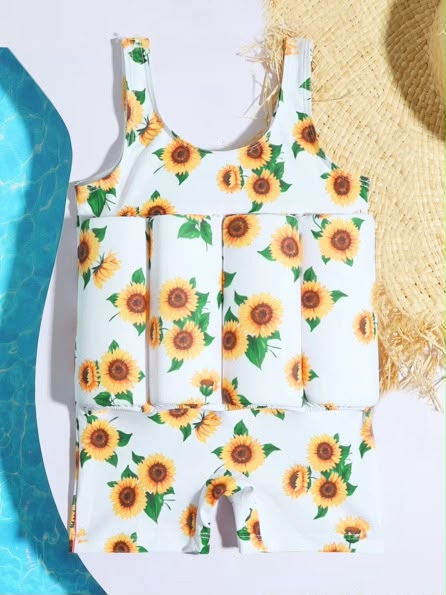 Girls Children's Infant Toddler Buoyancy Swimsuit 2 Piece Set Chiffon Material Wholesale