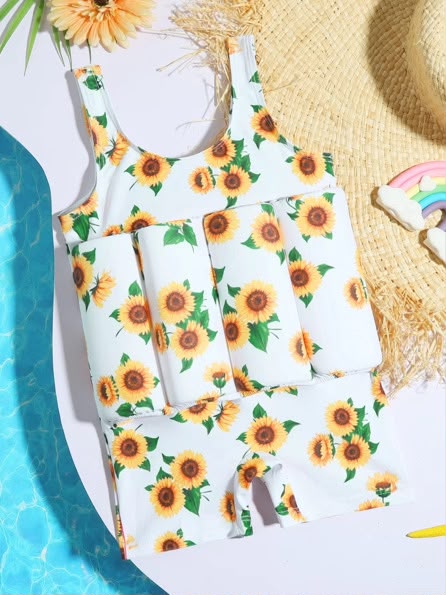 Girls Children's Infant Toddler Buoyancy Swimsuit 2 Piece Set Chiffon Material Wholesale