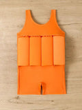 Kids Orange Printed Swimwear with Float Vest | Baby Swimming Costume for Boys & Girls | Size 80 cm