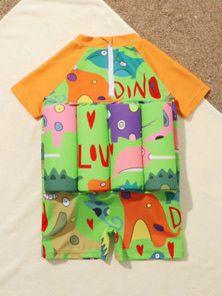 Children Removable Float Panels Swimsuit Sun Protection One Piece Swimwear for Toddler Learn Swimming