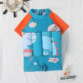 Cartoon Dinosaur Children's Quick Drying Breathable Zipper Style Beach Short Sleeved Swimsuit for Boys, Set of 1