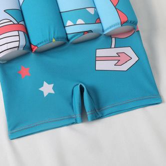 Cartoon Dinosaur Children's Quick Drying Breathable Zipper Style Beach Short Sleeved Swimsuit for Boys, Set of 1